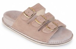 Bioken klapki skórzane Fusbet beżowe