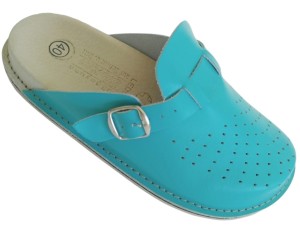 Klapki skórzane damskie Fusbet Bioken Turkusowe