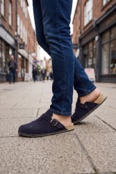 Mule BioKen Fusbet Klapki Skórzane – Inkstone Navy, Komfort Premium