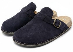 BioKen Klapki Skórzane Damskie Fusbet Mule Inkstone Navy – Komfort Premium