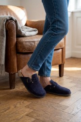 BioKen Klapki Skórzane Damskie Fusbet Mule Inkstone Navy – Komfort Premium