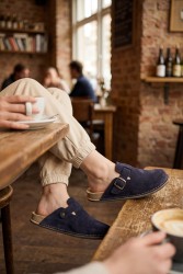 BioKen Klapki Skórzane Damskie Fusbet Mule Inkstone Navy – Komfort Premium