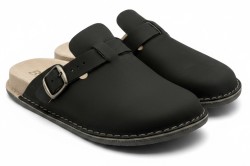 Bioken anatomic Klapki Skórzane Męskie ORIGINAL Fusbet czarny grafit