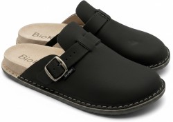 Bioken anatomic Klapki Skórzane Męskie ORIGINAL Fusbet czarny grafit