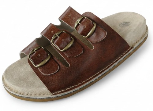 Klapki skórzane BioKen ORIGINAL Fusbet Vintage Cognac Brown