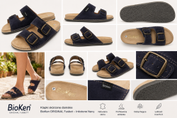 Klapki skórzane damskie BioKen ORIGINAL Fusbet – Inkstone Navy