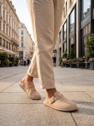 BioKen zamszowe wygodne klapki skórzane Fusbet Linen