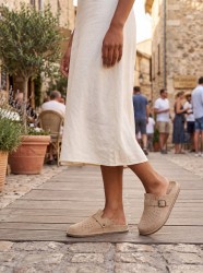 BioKen zamszowe wygodne klapki skórzane Fusbet Linen