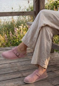 Bioken klapki skórzane damskie zamszowe Fusbet Blush
