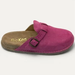 BioKen REST Blush – damskie klapki mule różowe ze skóry zamszowej
