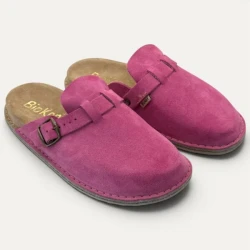 BioKen REST Blush – damskie klapki mule różowe ze skóry zamszowej