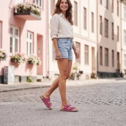 BioKen EASE Blush – Klapki damskie różowe zamszowe odkryte palce