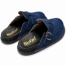 BioKen REST Cobalt – damskie klapki skórzane granatowe
