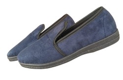 Kapcie męskie slip on – granatowe tenisówki domowe z antypoślizgową podeszwą | Produkt polski