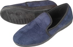 Kapcie męskie slip on – granatowe tenisówki domowe z antypoślizgową podeszwą | Produkt polski